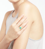 Flora Green Quartz Round Stone Ring