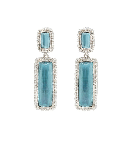 Rapture London Blue Spinel Over Mother Of Pearl Double Drop Earrings