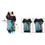 Allegra K Women Loose Fit Short Batwing Sleeve Flower Pattern Tunic Shirt -  - 2