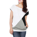 Allegra K Women Boat Neck Short Sleeve Color Block Tee Shirts - shop-demo - 2