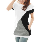 Allegra K Women Boat Neck Short Sleeve Color Block Tee Shirts - shop-demo - 1