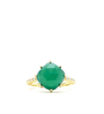 Flora Cushion Cut Green Chalcedony Ring With Pave Diamonds