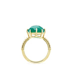 Flora Cushion Cut Green Chalcedony Ring With Pave Diamonds