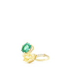 Flora Canary Crystal And Green Quartz Bypass Ring With Pave Diamonds