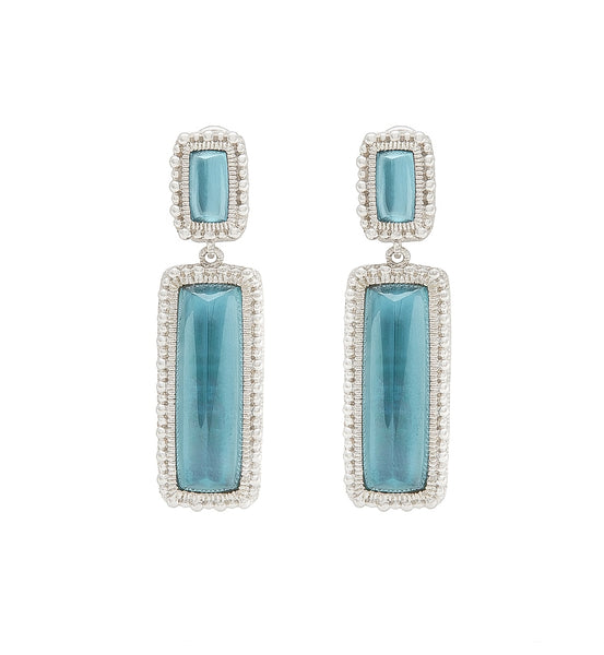 Rapture London Blue Spinel Over Mother Of Pearl Double Drop Earrings