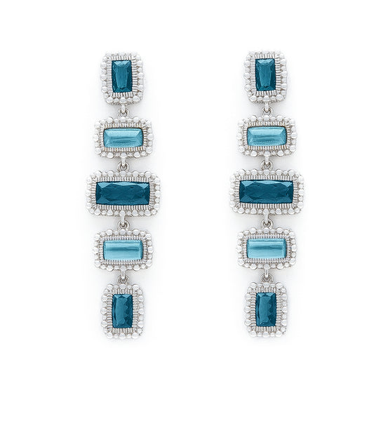 Rapture London Blue Spinel Over Mother Of Pearl Linear Earrings