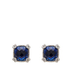 La Petite Cushion Cut Blue Corundum Stud Earrings