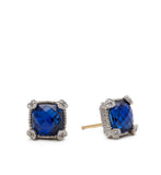 La Petite Cushion Cut Blue Corundum Stud Earrings