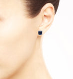 La Petite Cushion Cut Blue Corundum Stud Earrings