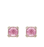La Petite Cushion Cut Pink Corundum Stud Earrings
