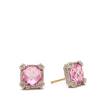 La Petite Cushion Cut Pink Corundum Stud Earrings