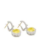 Estate Asscher Cut Canary Crystal Drop Earrings