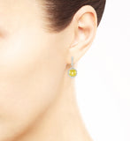 Estate Asscher Cut Canary Crystal Drop Earrings