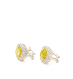 Estate Asscher Cut Canary Crystal Stud Earrings