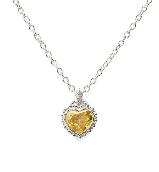 Rapture Canary Crystal Heart Pendant Necklace