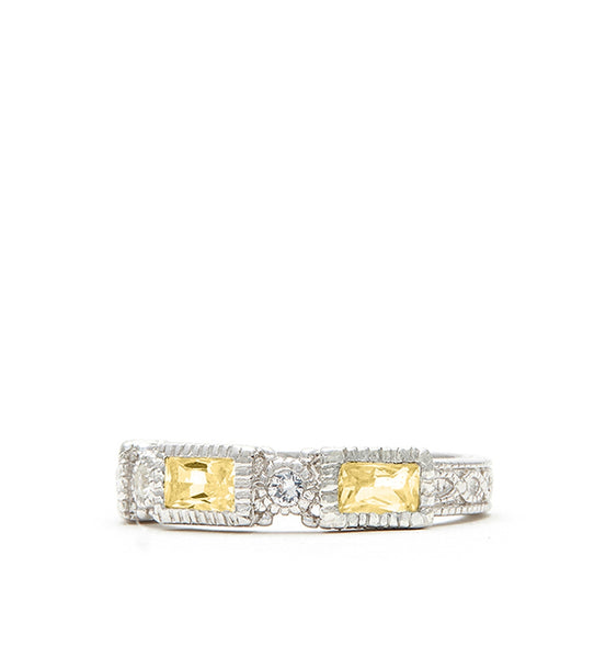 Estate Canary Crystal Baguette Band Ring