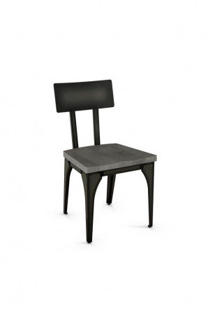 Architect Dining Chair with Metal Back and Wood Seat